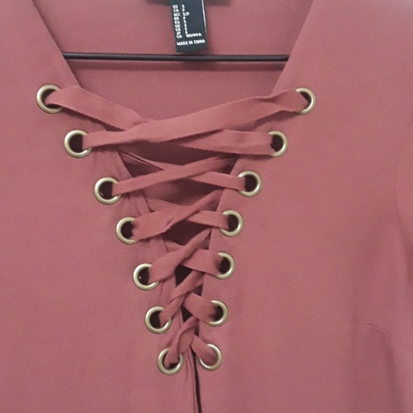Forever 21 Rust Colored Lace Up Dress - Size Small - Picture 4 of 4
